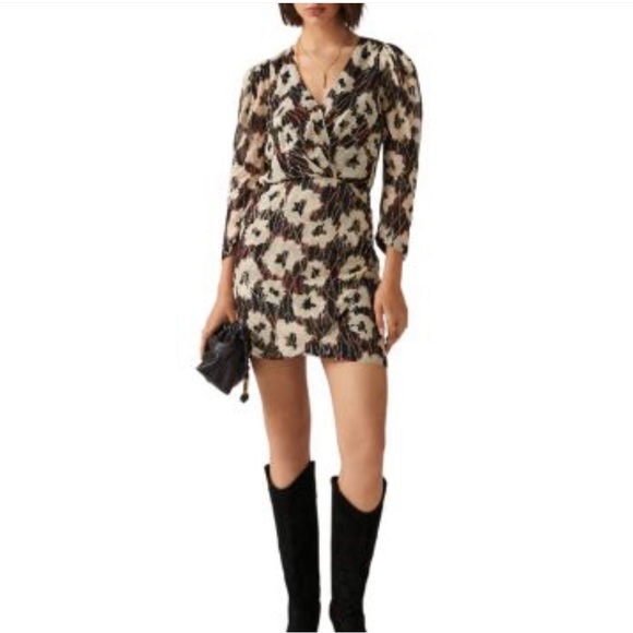 Ba&sh KIVY METALLIC FLORAL PRINT MINI SIZE MEDIUM COLOR OFF WHITE - Picture 3 of 7